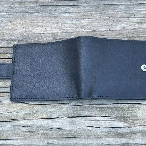 Handmade Genuine Leather Black Wallet Card Holder Purse Bi Fold Purse - Picture 4 of 13